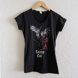 Lacuna Coil Black V-Neck Graphic Tee Size M